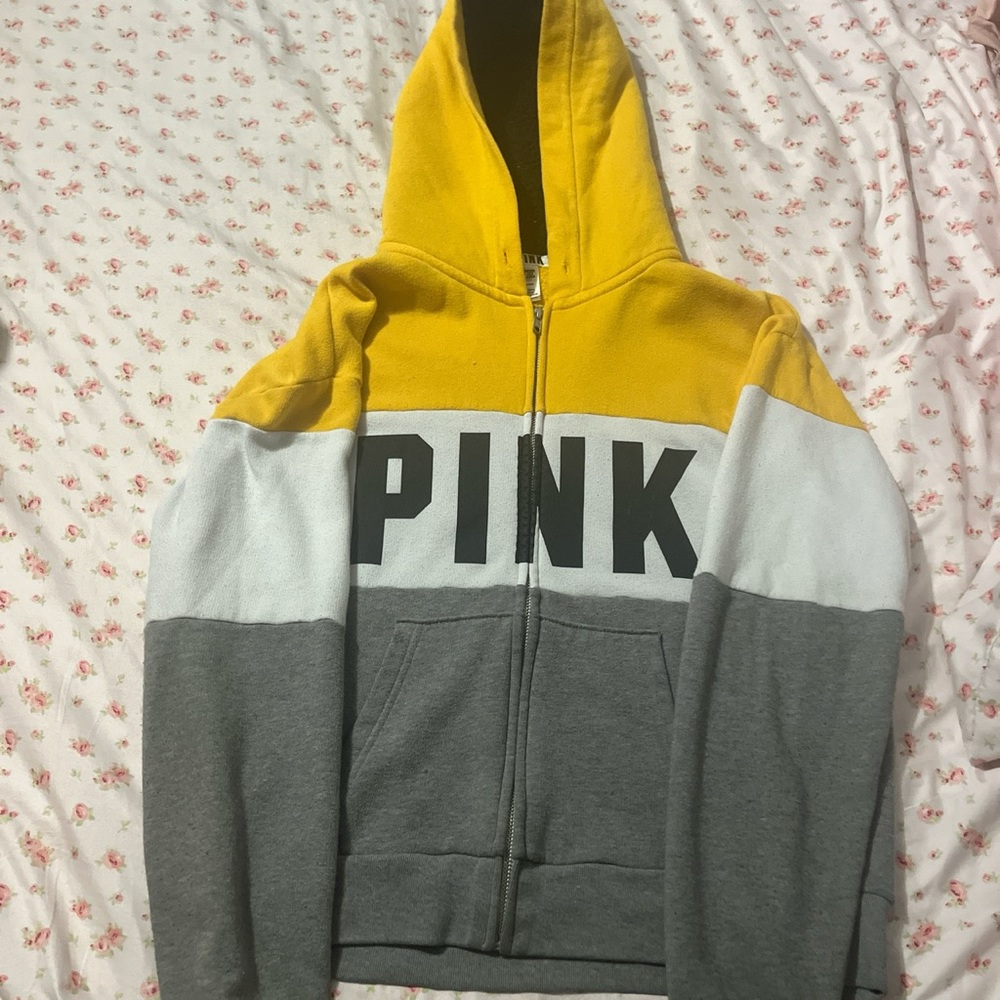 Victoria Secret brand Pink zip up color white grey and black